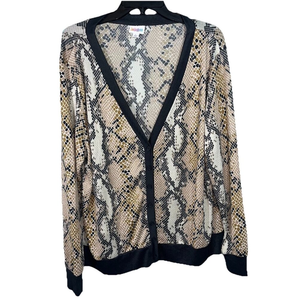 NWT Lularoe Cheryl Cardigan Sweater V-neck Snakeskin Light Weight Sz L